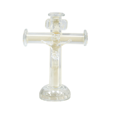 Mini Crucifixo De Decoração Em Murano - Marfim