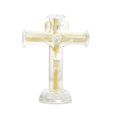 Mini Crucifixo De Decoração Em Murano - Champagne