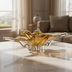 Centro De Mesa De Decoração Em Murano Peaky Ambar