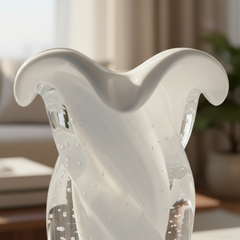 Vaso Decorativo Em Murano Argus Branco
