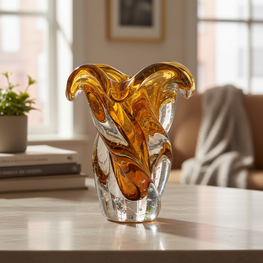 Vaso Decorativo Em Murano Argus Ambar