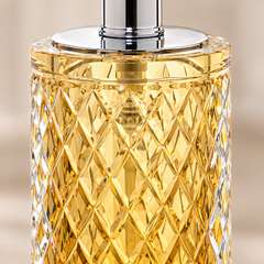 Porta Sabonete Liquído Para Banheiro Em Murano Lush Ambar Com Tampa Prata