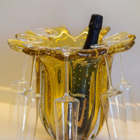 Champanheira De Decoração Em Murano 8 Taças Ambar