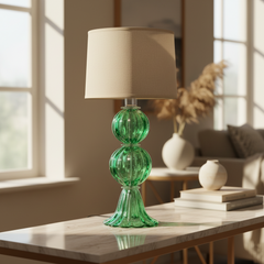 Abajur De Decoração Em Murano Verona Duo Esmeralda