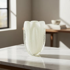 Vaso De Decoração Em Murano Jelly Marfim