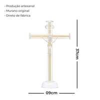Crucifixo De Mesa De Decoração Em Murano - Champagne