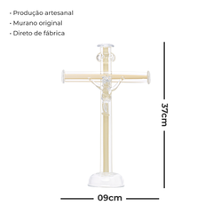 Crucifixo De Mesa De Decoração Em Murano - Champagne