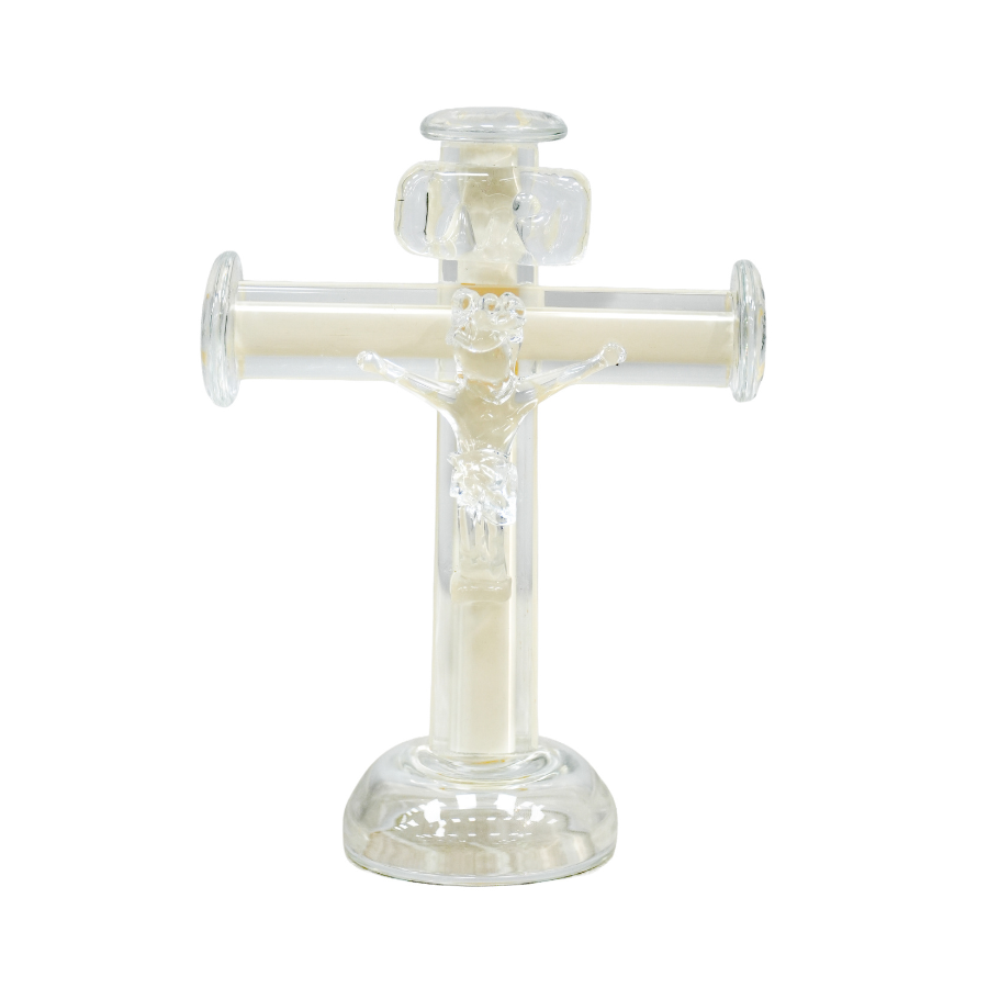 Mini Crucifixo De Decoração Em Murano - Marfim
