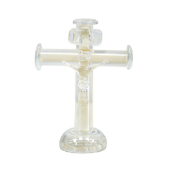 Mini Crucifixo De Decoração Em Murano - Marfim