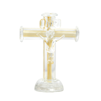 Mini Crucifixo De Decoração Em Murano - Champagne