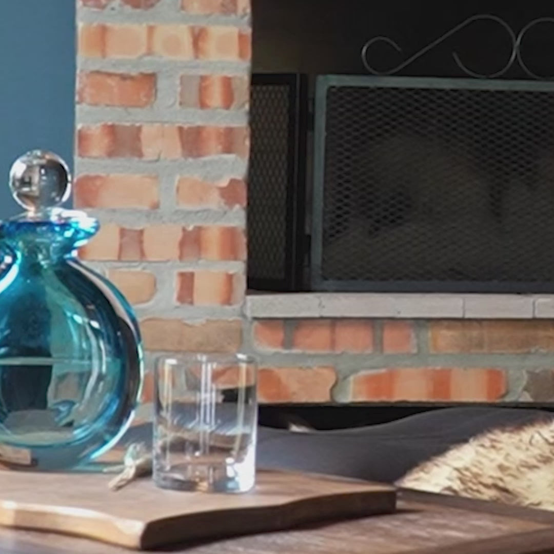 Garrafa Decorativa Em Murano Para Whisky E Licor  Akira Aquamarine