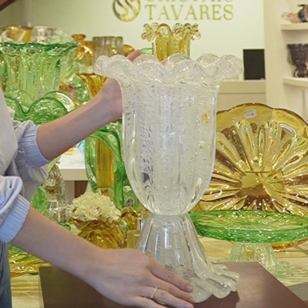Vaso De Decoração Em Murano Buquê Transparente Ice