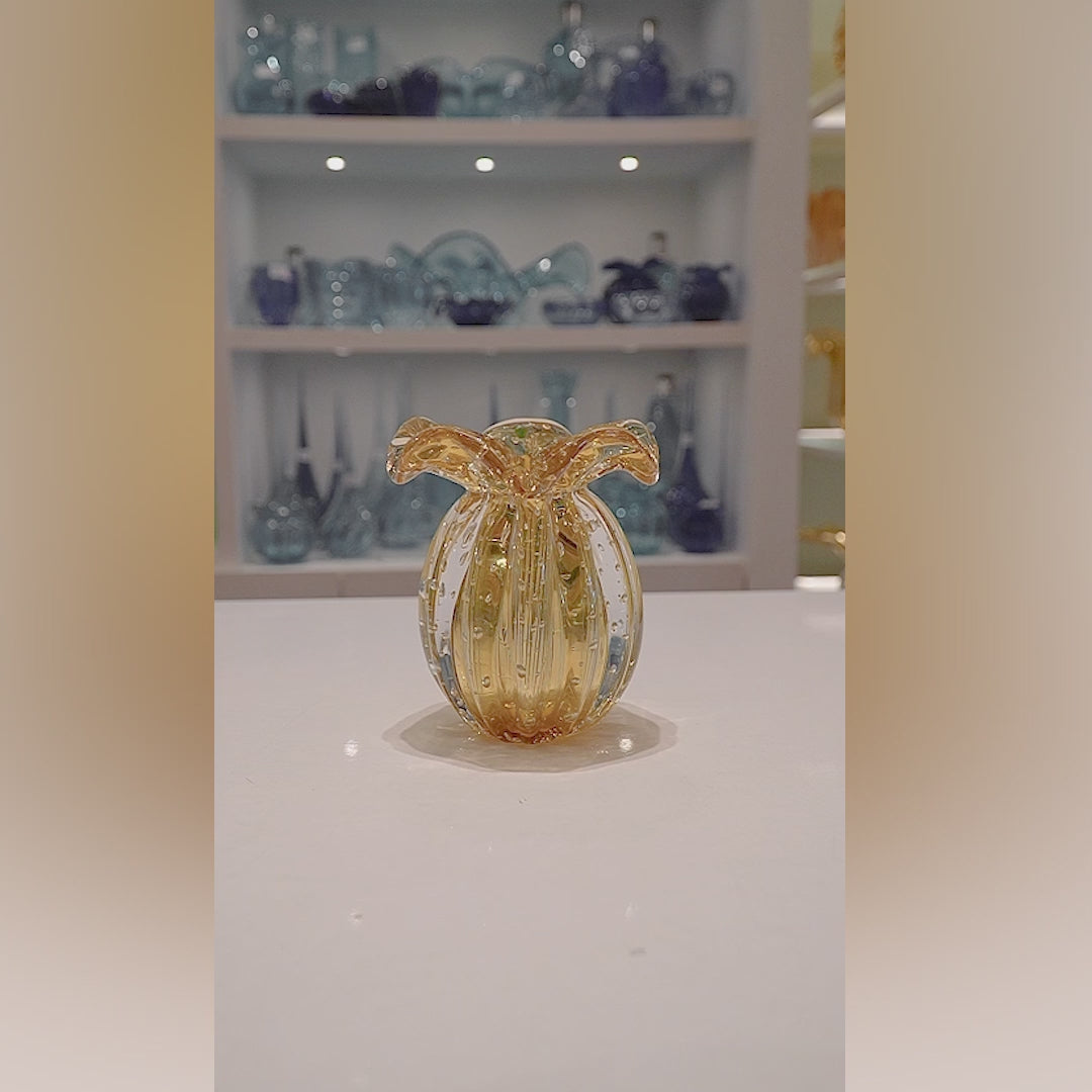 Vaso De Decoração Em Murano Trouxinha Little Pack Ambar
